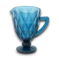 Jarra Vidro Alça Relevo Diamante Azul 1L Incasa Mesa Posta Jarra Vidro Alça Relevo Diamante Azul 1L Incasa Mesa Posta