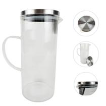 Jarra Vidro Borossilicato Tampa Inox Servir Suco Água Chá 1,4L