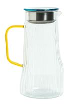 Jarra vidro borossilicato transparente dourada com tampa inox 1,8l