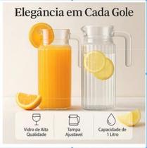 Jarra Vidro Clássica 1 Litro Com Tampa e Alça Elegante e Prática