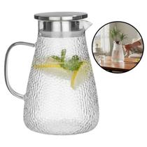 Jarra Vidro Texturizado C/ Alça Tampa Inox 1800ml Suco Água Transparente