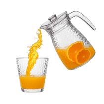 Jarra Vidro Transparente 1100ml Copos 250ml Utensílios Água Sucos Tampa