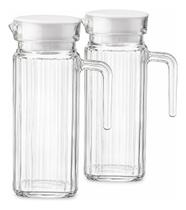 Jarras De Vidro 1 Litro Com Tampa Kit 2 Uni Suco Água Geladeira Suco E Água Hermética Vidro Elegant