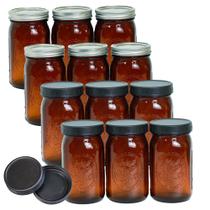 Jarras Mason Jumterlee Âmbar Boca Larga 32oz Pacote com 12 Jarras Mason Jumterlee Âmbar Boca Larga 32oz Pacote com 12