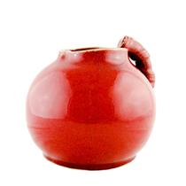 Jarro De Cerâmica Brilhante Pintura Vermelha Tipo Glaze (26 x 22 x 21 cm)