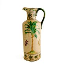 Jarro de Cerâmica Craquelê com Pintura Tropical - Sirva com Elegância e Decore com Charme