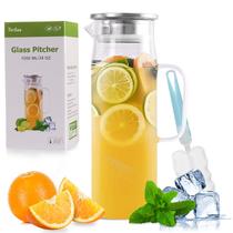 Jarro de vidro Yirilan 1L com tampa de borossilicato resistente ao calor Jarro de vidro Yirilan 1L com tampa de borossilicato resistente ao calor