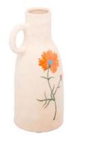 Jarro decorativo de cerâmica flor laranja trento 12x10x23,5cm