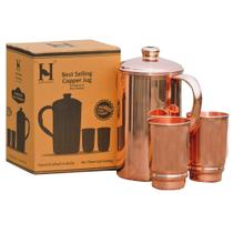 Jarro e 2 Copos de Água em Cobre Puro - Produtos Saudáveis Jarro e 2 Copos de Água em Cobre Puro - Produtos Saudáveis