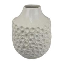 Jarrón Benzara Nian Decorativo de Cerámica Blanco Roto 35 cm
