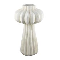 Jarrón Decorativo Benzara Samo Texturizado en Resina Blanca de 45 cm