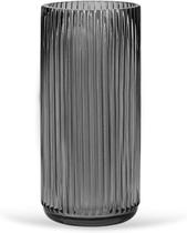 Jarrón Hanaomaoyi de vidrio grueso gris de 19 cm (7,6 pulgadas)