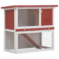 Jaula para Conejos de Exterior vidaXL de Madera con Techo Impermeable Roja