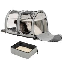 Jaula portátil para gato con compartimento doble estilo condominio Jaula portátil para gato con compartimento doble estilo condominio