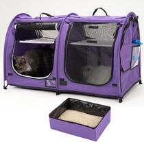 Jaula portátil para gato con doble compartimento y diseño tipo casa Mispace Jaula portátil para gato con doble compartimento y diseño tipo casa Mispace