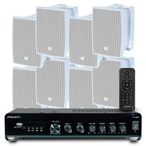 Jbl Som Ambiente Amplificador Bluetooth Slim 2000 + 08 Caixas Jbl C321 Branca