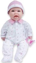 JC Brinquedos - La Baby Boneca branca de 16 polegadas de corpo macio médio lavável Roupa rosa removível c/ Chapéu e Chupeta para crianças 12 meses + - JC Toys