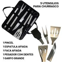 JDK Kit Faca e Gargo Churrasco Corte Carne Com 5 Peças No Estojo Presente Dia Dos Pais Cozinha Servir