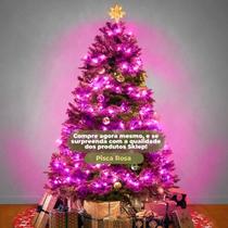 JDK Pisca Pisca Natal Fixo Rosa 100 Leds 9m Fio PT Decoração natalina iluminação festa Comércio papai noel casamento acessório