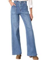 Jeans Astylish Ashleigh Blue, de cintura alta, folgados para mulheres
