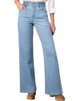 Jeans Astylish femininos de cintura alta e pernas largas Beau Blue