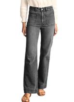 Jeans Astylish Wide Leg para mulheres, cintura alta, tamanho 12, cinza Jeans Astylish Wide Leg para mulheres, cintura alta, tamanho 12, cinza