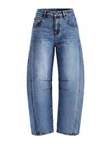 Jeans Barrel ZESICA 2026 para mulheres de cintura alta e pernas largas Jeans Barrel ZESICA 2026 para mulheres de cintura alta e pernas largas