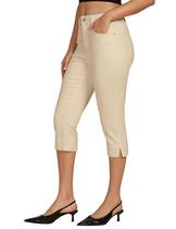 Jeans Capri luvamia Trendy, cintura alta, bainha dividida, Vanilla S