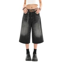 Jeans Chmnigma, folgados e largos, cortados para mulheres/homens, pretos