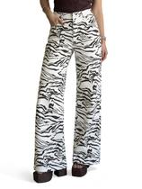 Jeans Cicy Bell femininos com estampa de zebra de cintura alta e pernas largas
