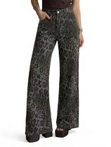 Jeans Cicy Bell femininos de pernas largas e cintura alta com estampa de leopardo Jeans Cicy Bell femininos de pernas largas e cintura alta com estampa de leopardo