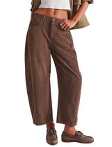 Jeans Corduroy Barrel Liviefent femininos marrons tamanho S
