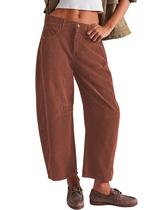 Jeans Corduroy Barrel Liviefent para mulheres cor de vinho tamanho XS