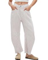 Jeans de perna larga Kedera Stripe Barrel para mulheres