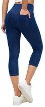 Jeans elástico de cintura alta Capri Jeggings Ewedoos azul escuro Jeans elástico de cintura alta Capri Jeggings Ewedoos azul escuro