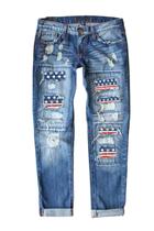 Jeans EVALESS rasgados para mulheres, namorado, azul angustiado
