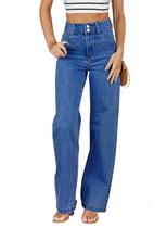 Jeans femininos de pernas largas Sidefeel, modernos, cintura alta, perna reta, tornozelo, controle de barriga, calças jeans elásticas e soltas, azul, tamanho 16