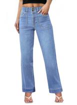 Jeans femininos Sidefeel, cintura alta, elástica, controle de barriga, tamanho 10