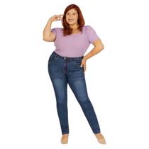 Jeans femininos totalmente elásticos de cintura alta plus size