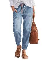 Jeans Flamingals Straight Leg Button Fly para mulheres, azul claro Jeans Flamingals Straight Leg Button Fly para mulheres, azul claro