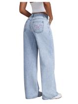 Jeans Floerns Y2k Straight Leg Boyfriend Bordado Feminino