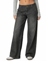 Jeans Justalwart Pinstripe Baggy para mulheres (EUA 12-14) de cintura baixa