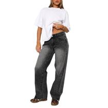 Jeans Kodaruber femininos Y2k, cintura baixa, folgados, vintage, cinza, tamanho M Jeans Kodaruber femininos Y2k, cintura baixa, folgados, vintage, cinza, tamanho M