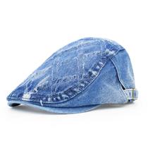 Jeans lavado com tampa plana para homens e mulheres, estilo clássico de Gatsby Jeans lavado com tampa plana para homens e mulheres, estilo clássico de Gatsby