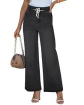 Jeans LookBookstore de cintura alta e perna larga preta