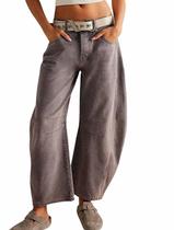 Jeans Loveimgs Womens Mid-Rise Barrel vintage, solto, largo, perna larga