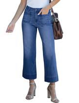 Jeans luvamia, perna larga, cintura alta, jeans Flare, azul, tamanho 12-14