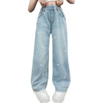Jeans Milokado Kids Girls Baggy Heart Print Wide Leg Blue