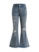 Jeans Milumia Girl's Ripped Flare Bell com cintura alta 9Y Jeans Milumia Girl's Ripped Flare Bell com cintura alta 9Y