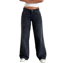 Jeans Mxiqqpltky de cintura baixa e perna reta para mulheres